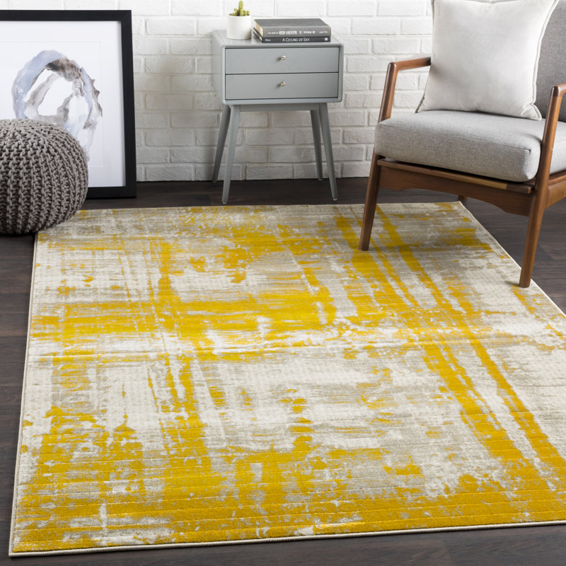 AllModern Bibb Pattern Mustard/Dark Brown Area Rug & Reviews Wayfair